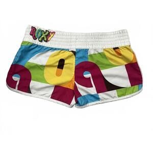 Roxy Mini Board Shorts – Bold Graphic Print, Size 7 , Y2K